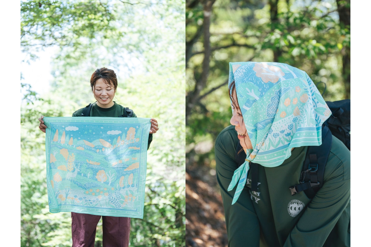 かわり芽とイラストレーター神山奈緒子さんがつくる、大判サイズのバンダナが登場！